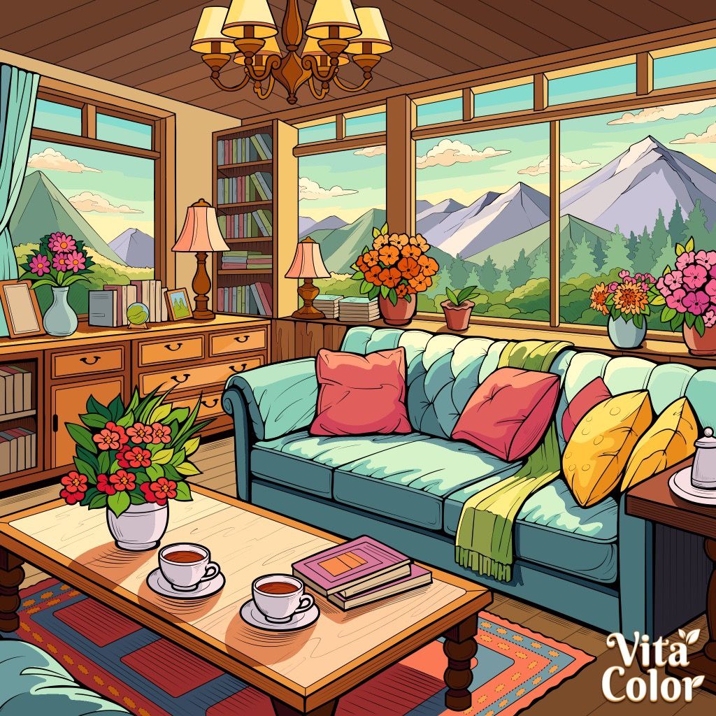Cozy Mountain View Living Room
