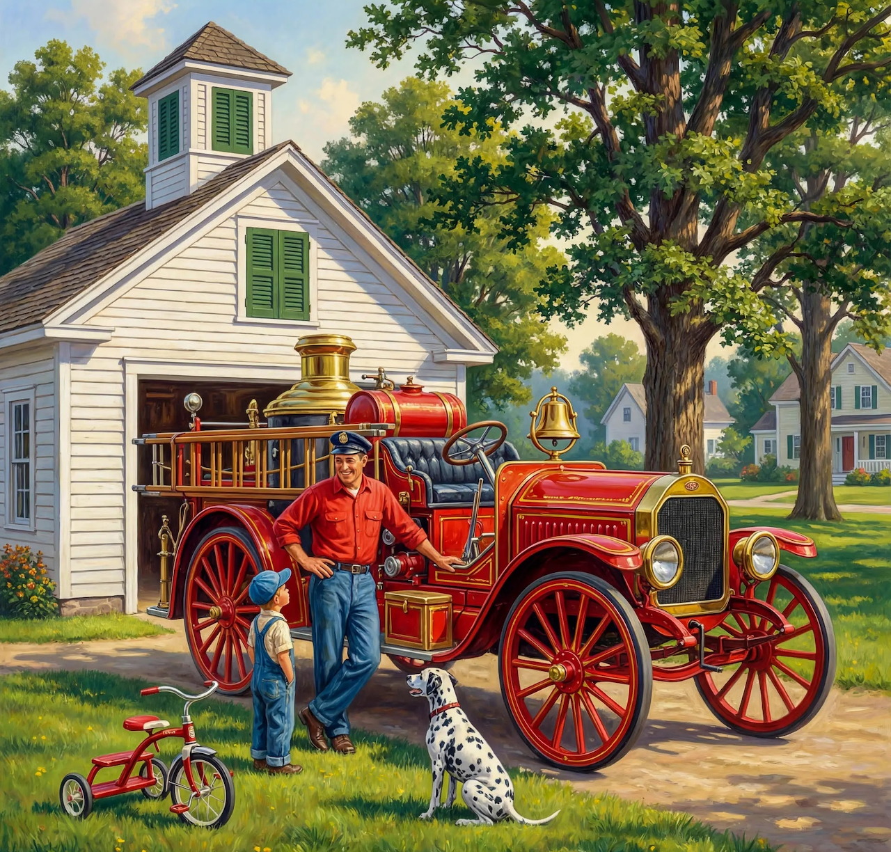 Vintage Fire Station Scene