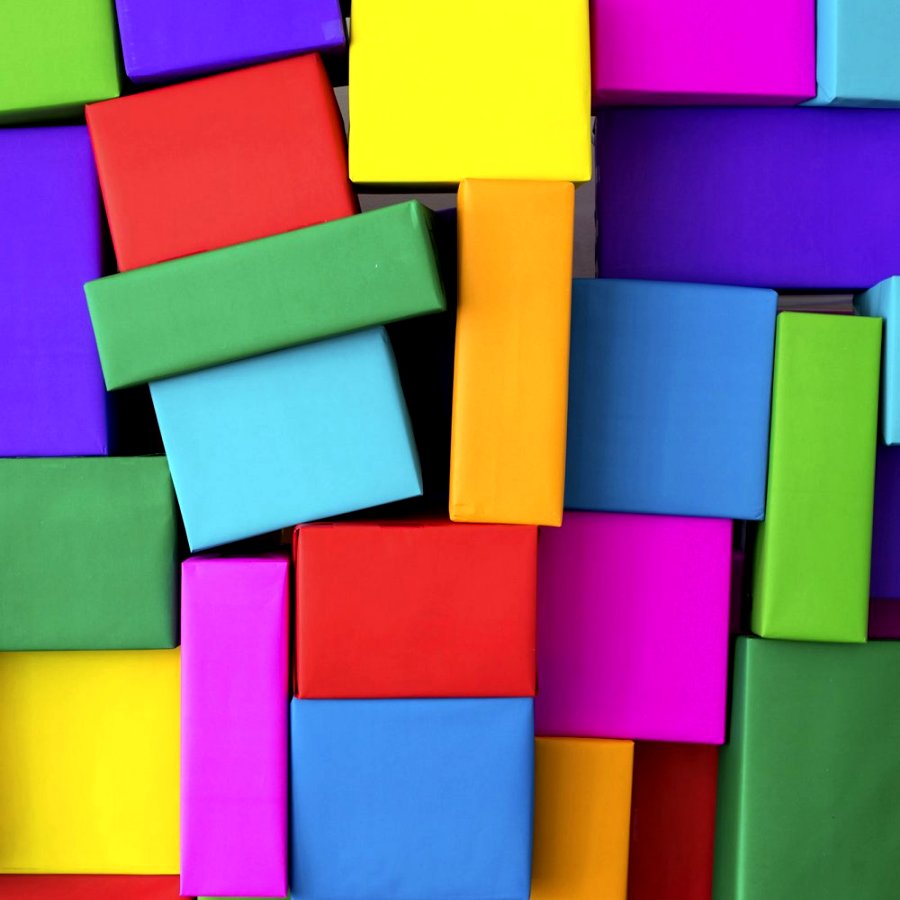 Stacked colorful 3D rectangular blocks in various bright colors overlapping each other
