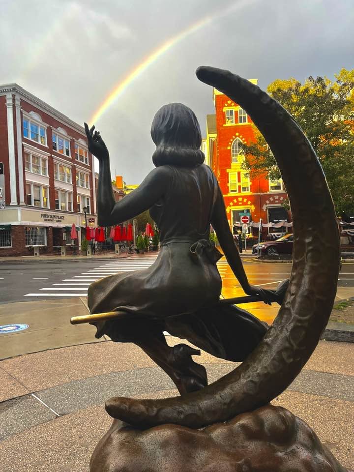 Salem Witch Statue Rainbow