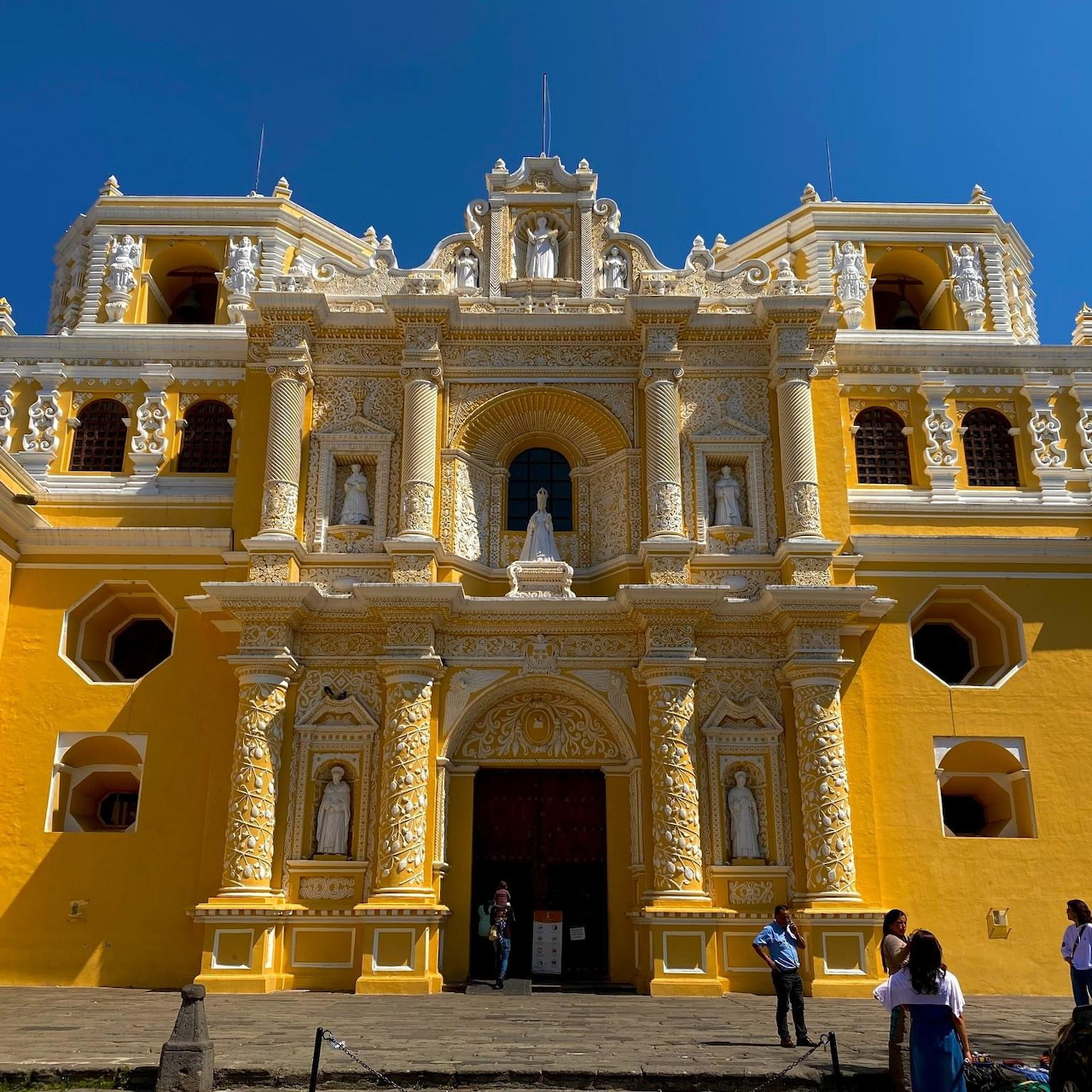 Yellow Colonial Church Facade