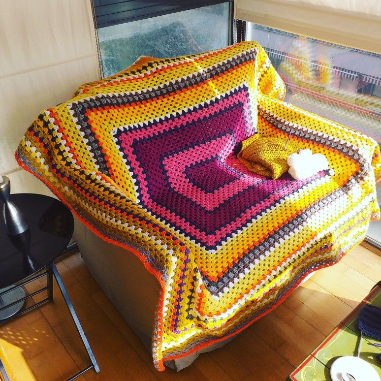 Colorful Crochet Granny Blanket
