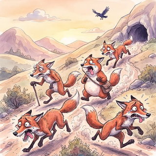 Foxes on Mountain Trail