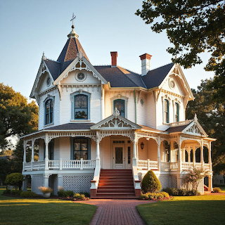 Victorian House at Sunset