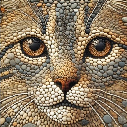 Cat Face Stone Mosaic