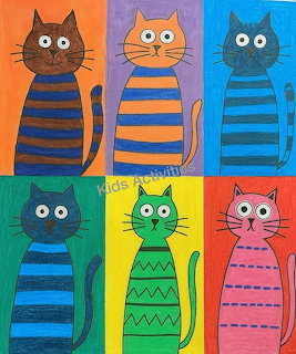 Colorful Striped Cats Art