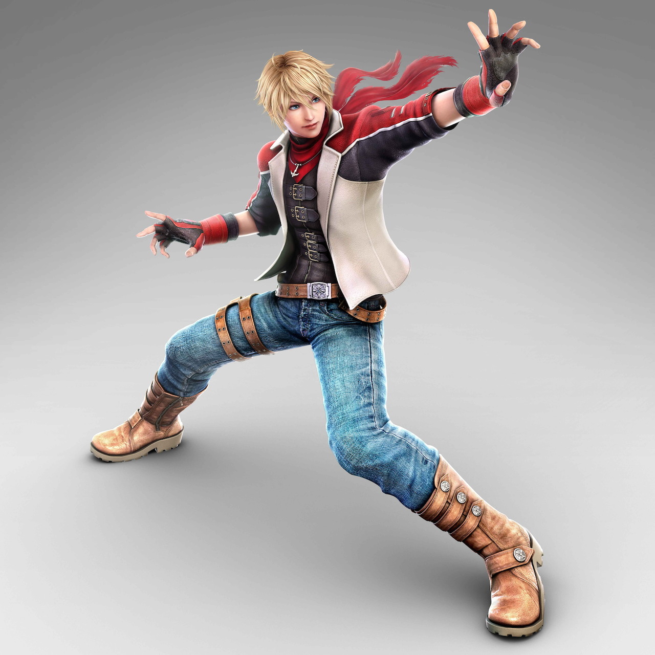 Leo Kliesen from Tekken 7 in a fighting stance on a gray background