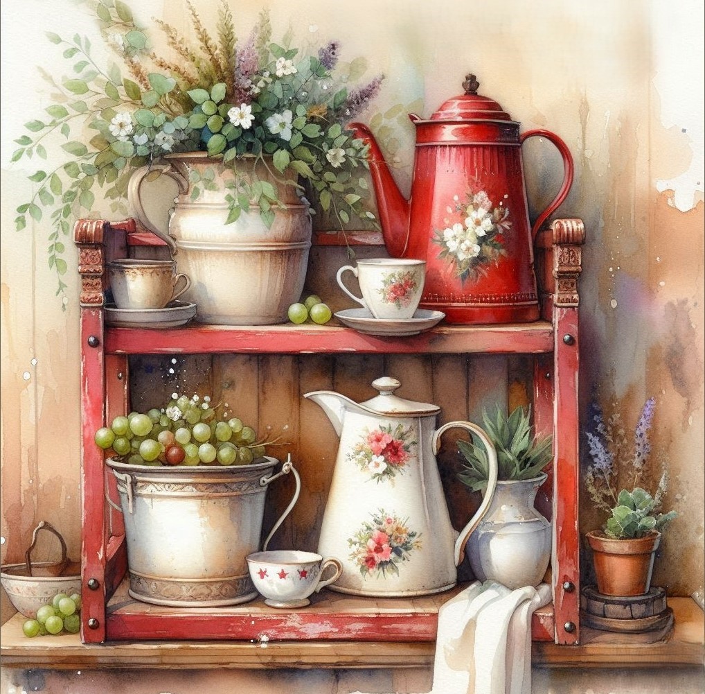 Vintage Kitchen Shelf Still Life