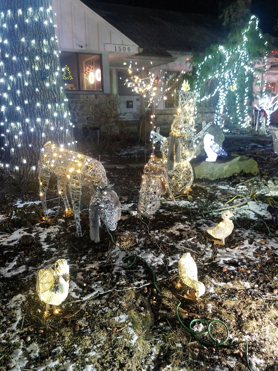 Holiday decorations in a festive seasonal arrangement