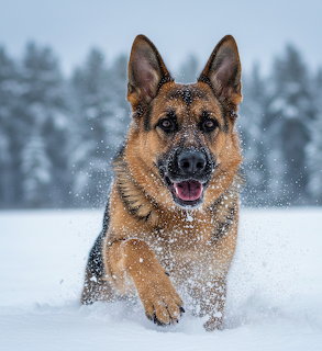 German Shepherd in Snow