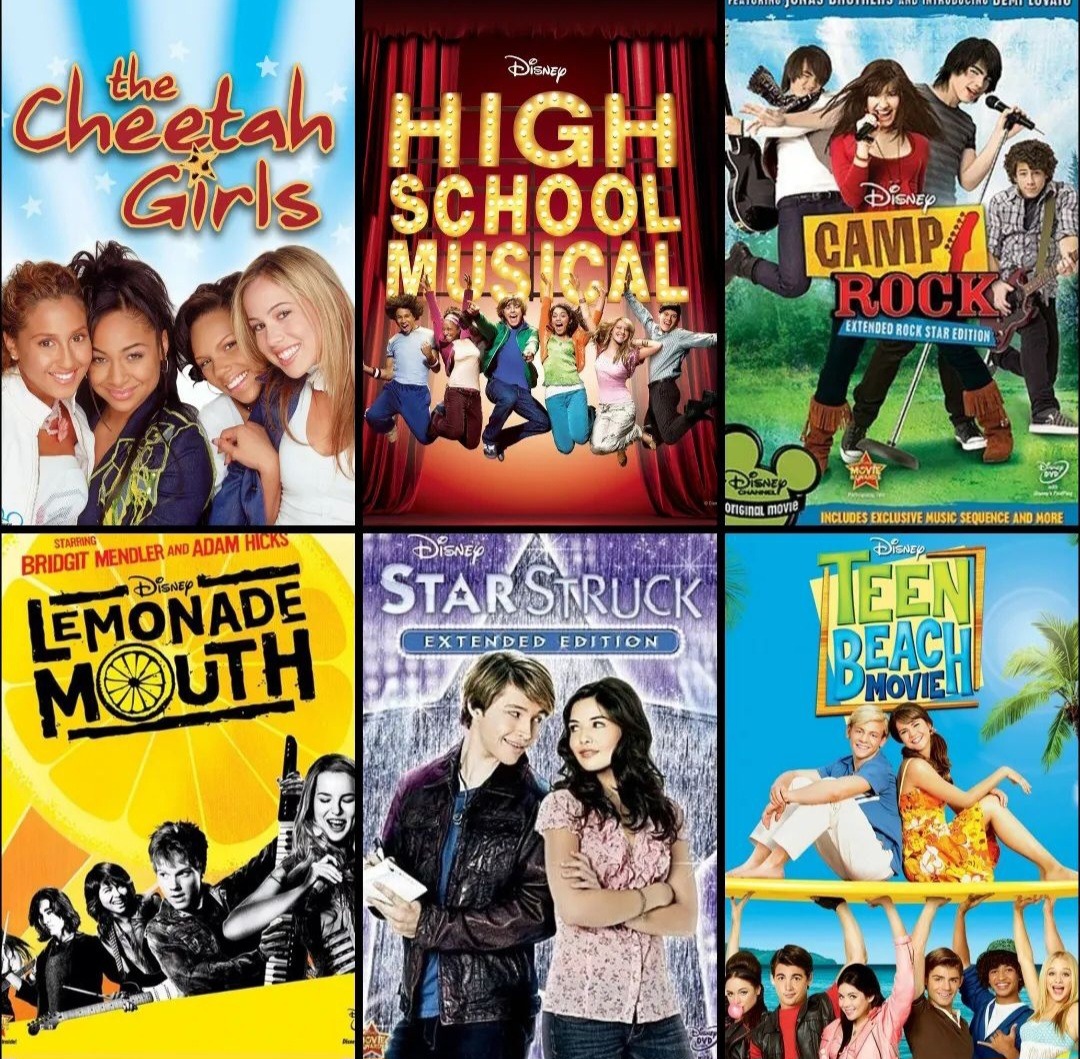 Grid of six Disney Channel original movie posters from the 2000s era