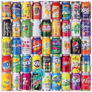 Vintage Soda Can Collection Grid
