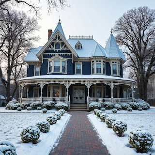 Victorian Mansion Winter Snow