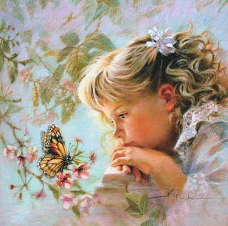 Girl Watching Butterfly