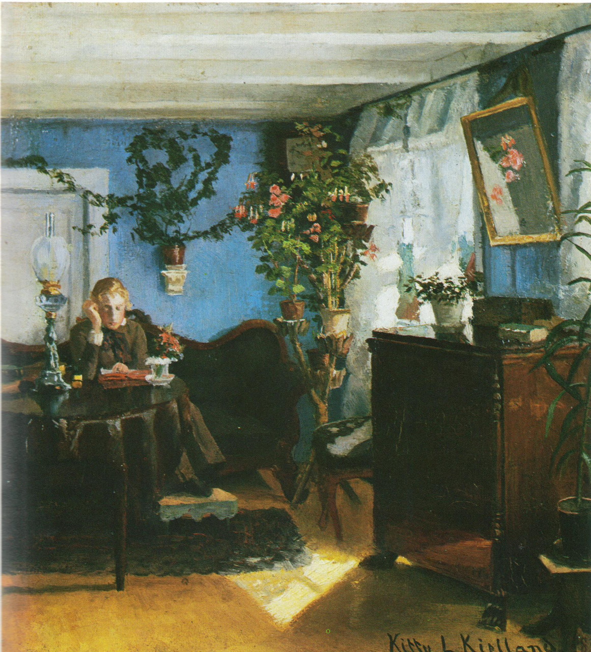 Portrait of Kitty Lange Kielland, Norwegian painter, in 19th-century attire