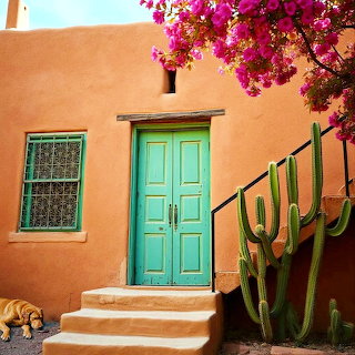 Pueblo House Turquoise Door