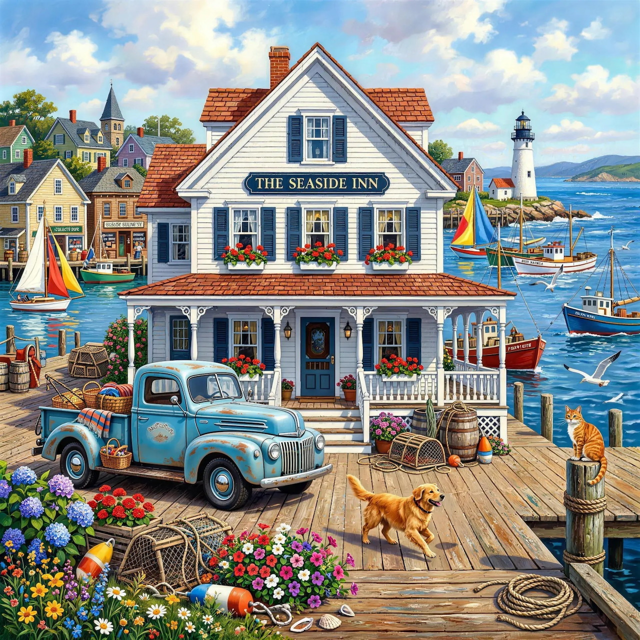 Seaside Inn Harbor Scene