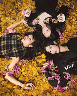 Women Lying in Autumn Leaves