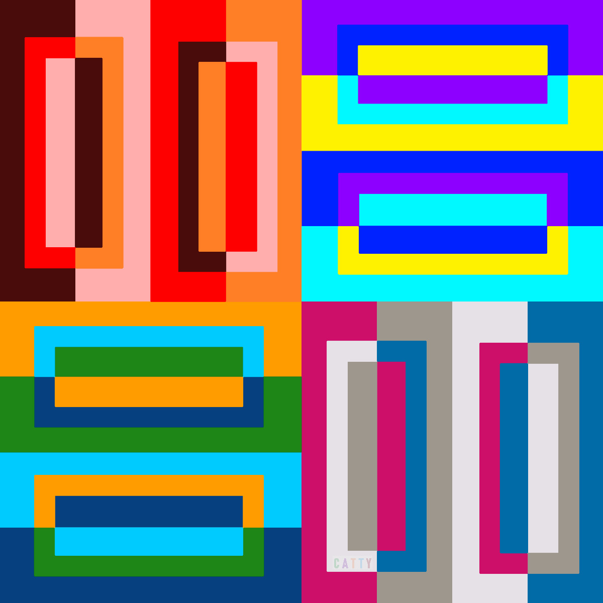 Abstract geometric art with colorful rectangular blocks and frames in a grid layout