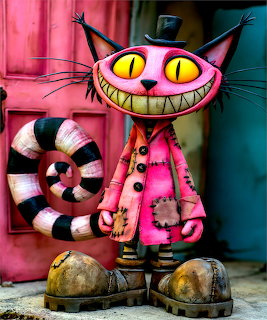 Pink Cheshire Cat Sculpture