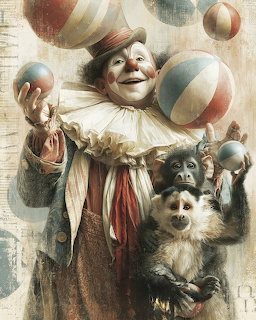 Circus Clown and Monkey