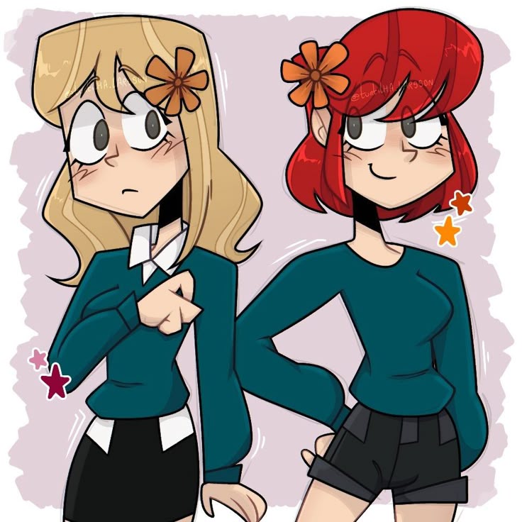 Two Anime Girls with Flowers