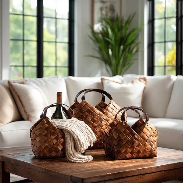 Baskets on Coffee Table Decor