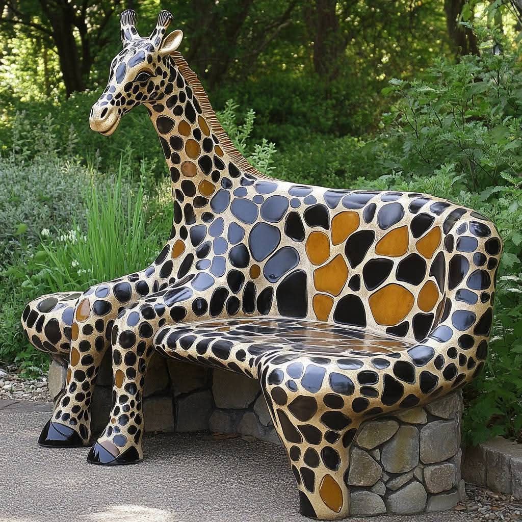 Giraffe Mosaic Bench