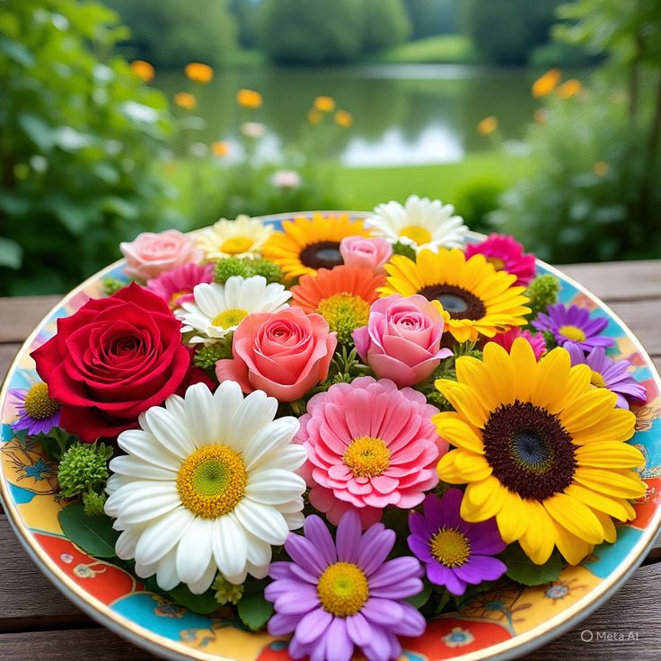 Colorful Flower Plate