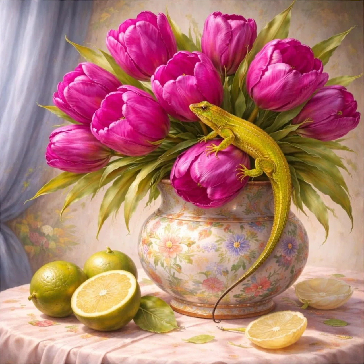 Tulips and Lizard