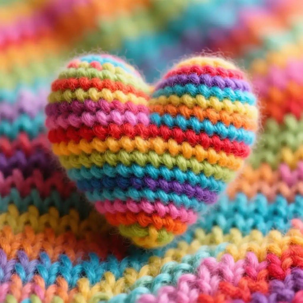 Rainbow Knit Heart