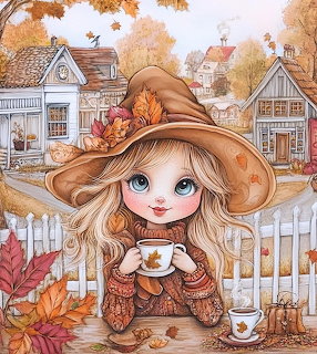 Autumn Witch Girl With Coffee