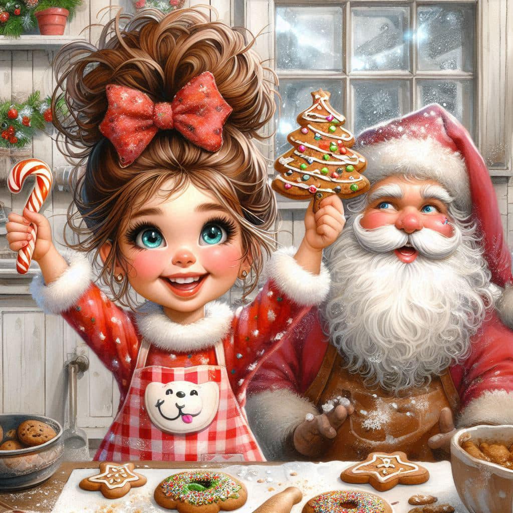 Santa Girl Christmas Baking