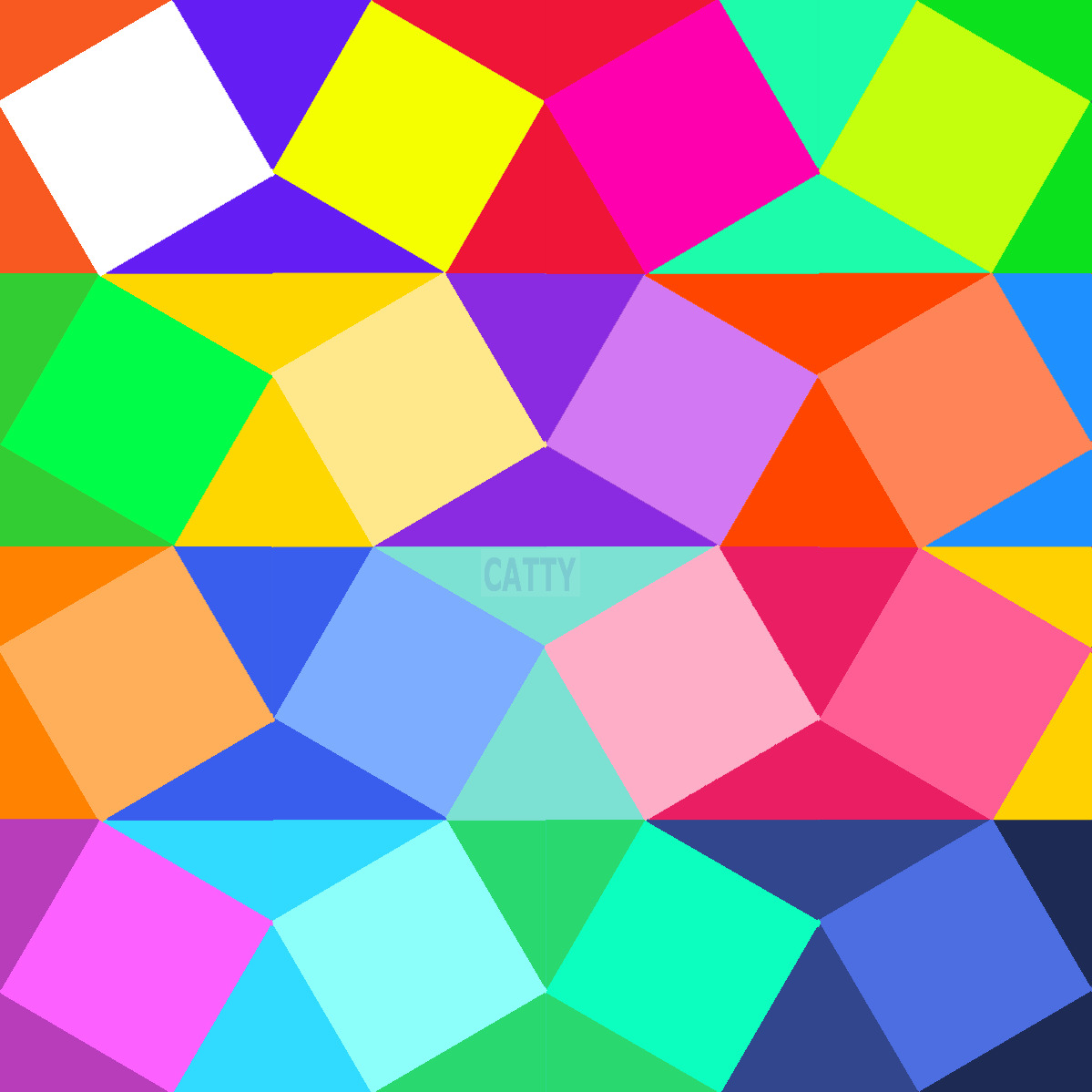 Abstract colorful geometric pattern with overlapping squares in bright rainbow colors