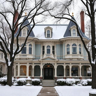 Victorian Mansion in Winter