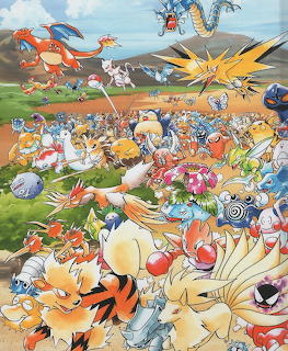 Retro Pokemon Battle Scene