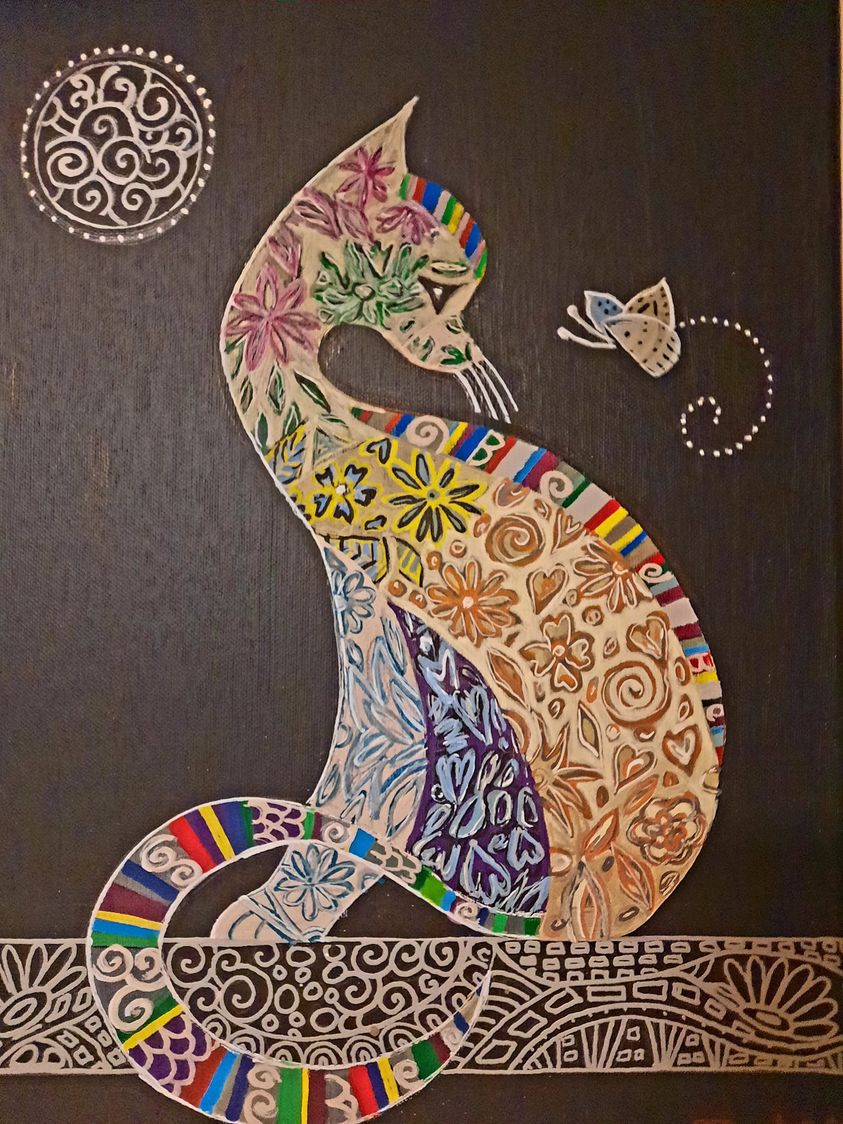 Ornamental Cat with Butterfly