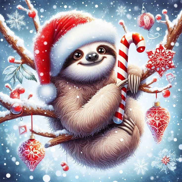 Christmas Sloth Illustration