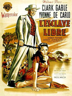 Vintage movie poster for Band of Angels with Clark Gable in white suit and dramatic illustrated scenes