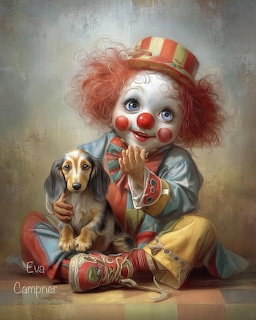 Clown Child with Dachshund