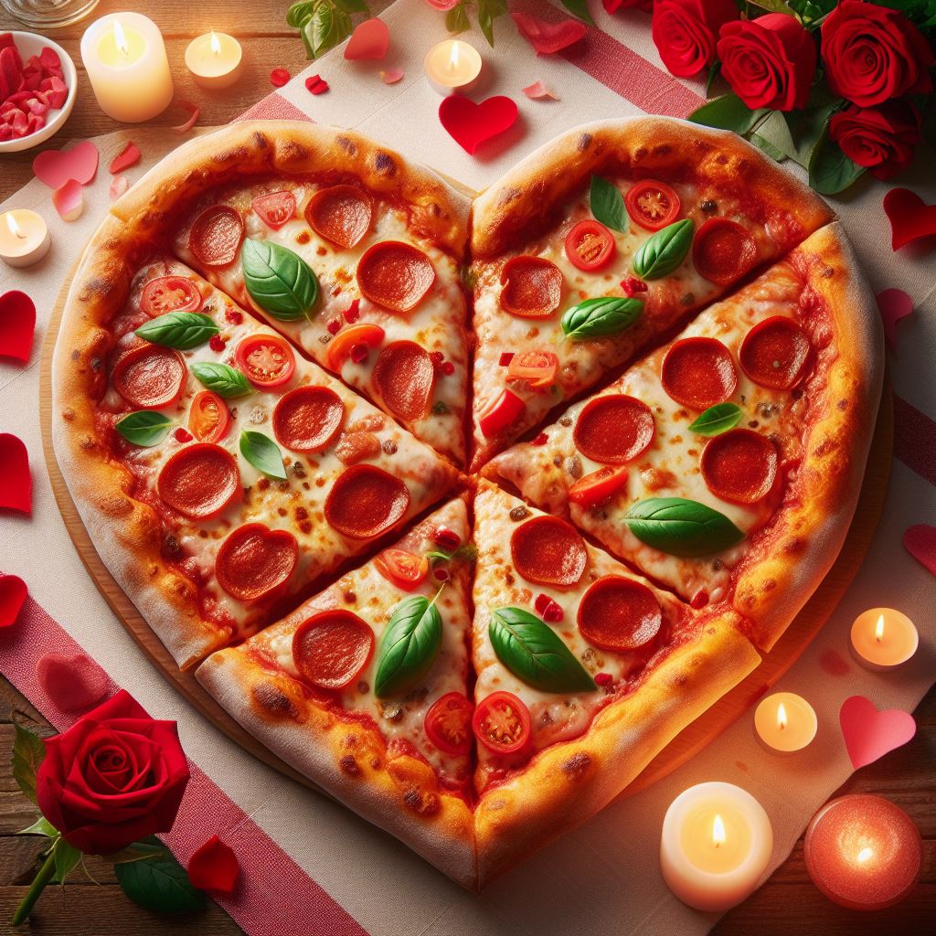 Heart-Shaped Pepperoni Pizza