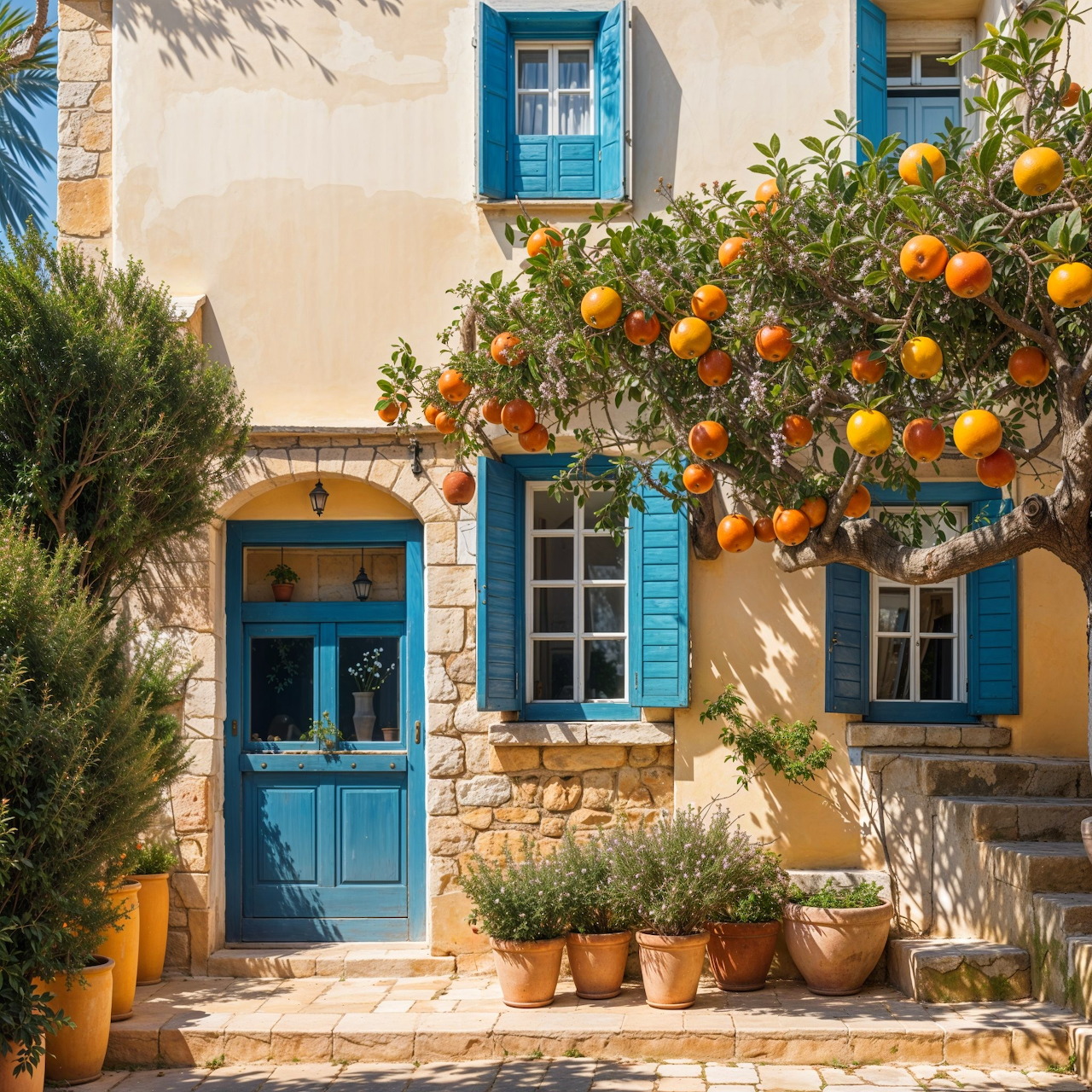 Blue Door Orange Tree