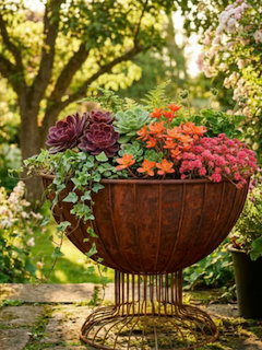 Garden Planter with Colorful Flowers