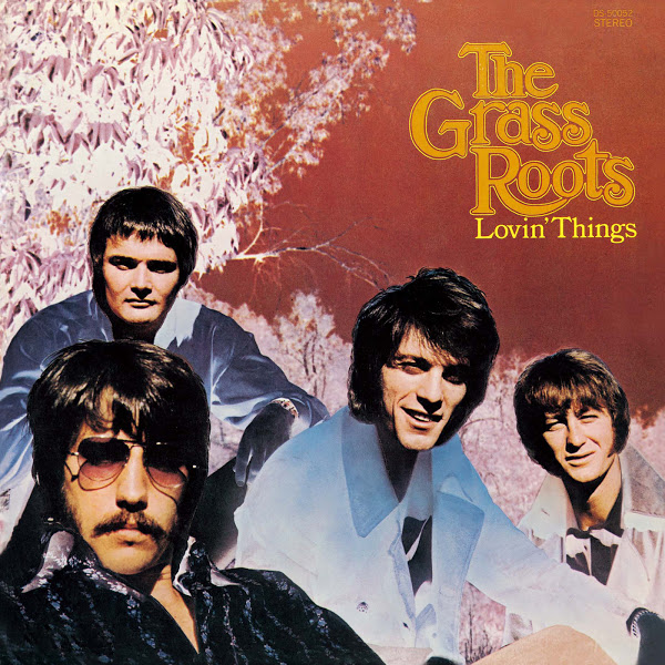 The Grass Roots band album cover with four members in 1960s style against textured background