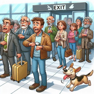 Cartoon Exit Queue