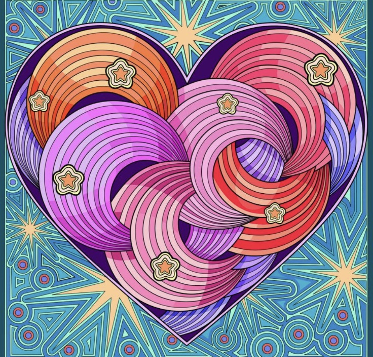 Stained Glass Heart Swirls