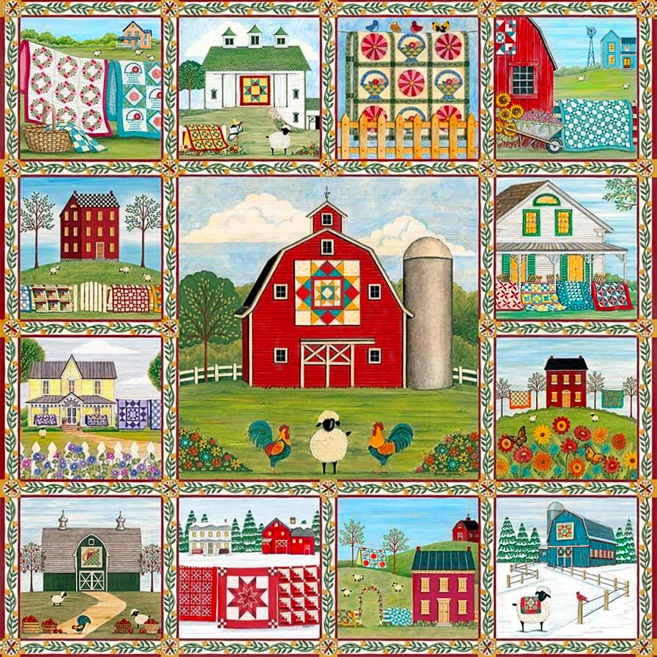 Quilt Country Farm Collage