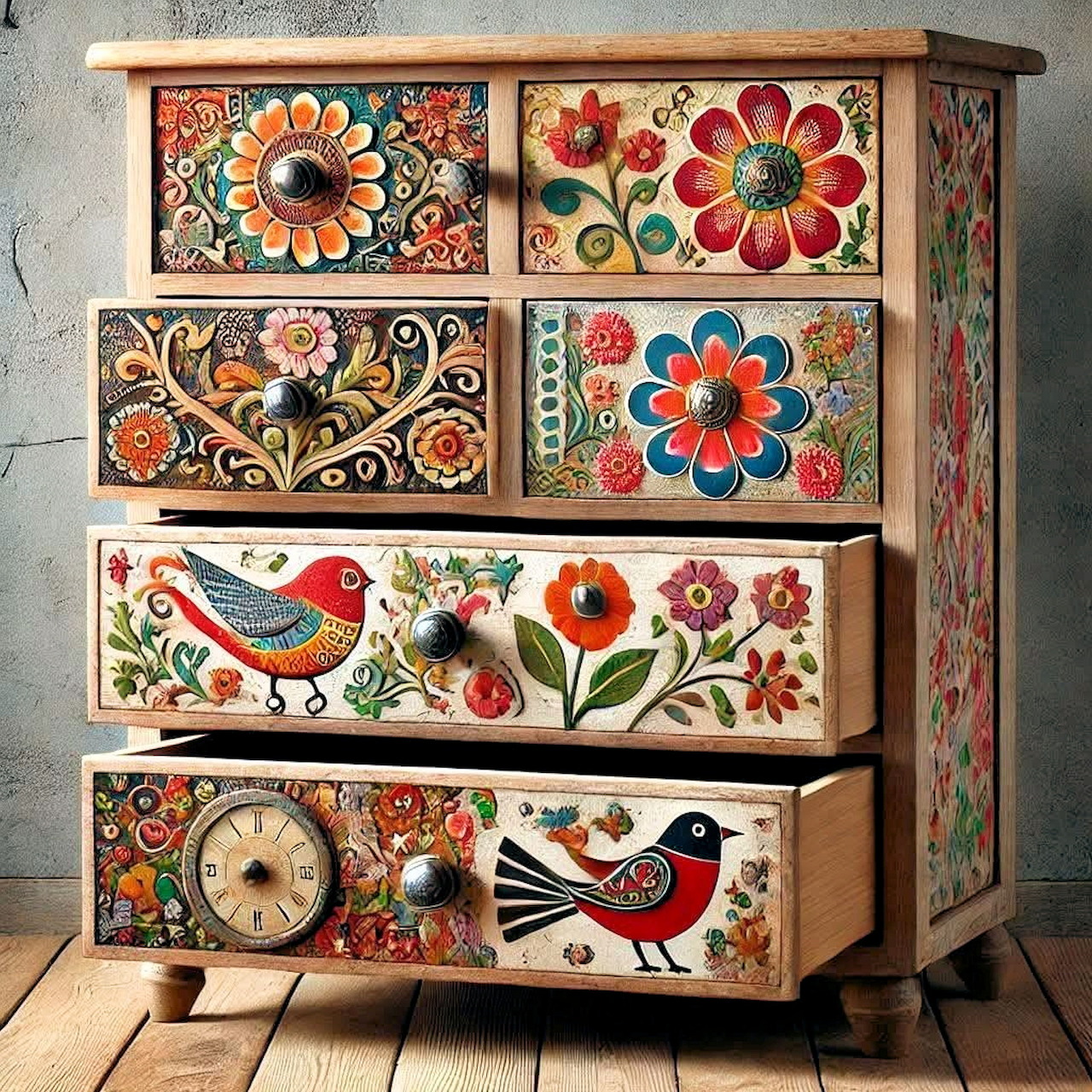 Painted Folk Art Dresser