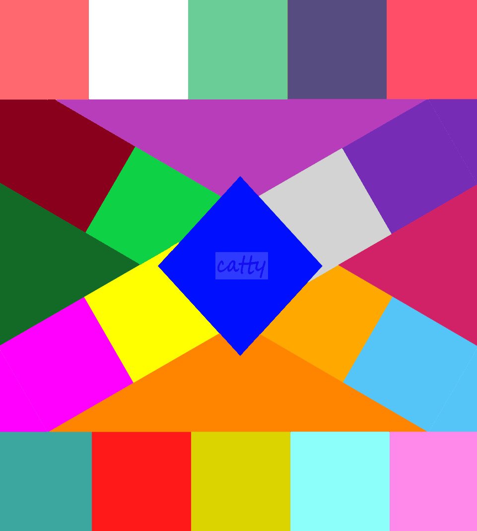 Abstract geometric pattern with colorful overlapping squares and rectangles in various bright colors