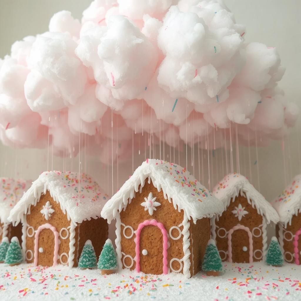 Cotton Candy Gingerbread Houses